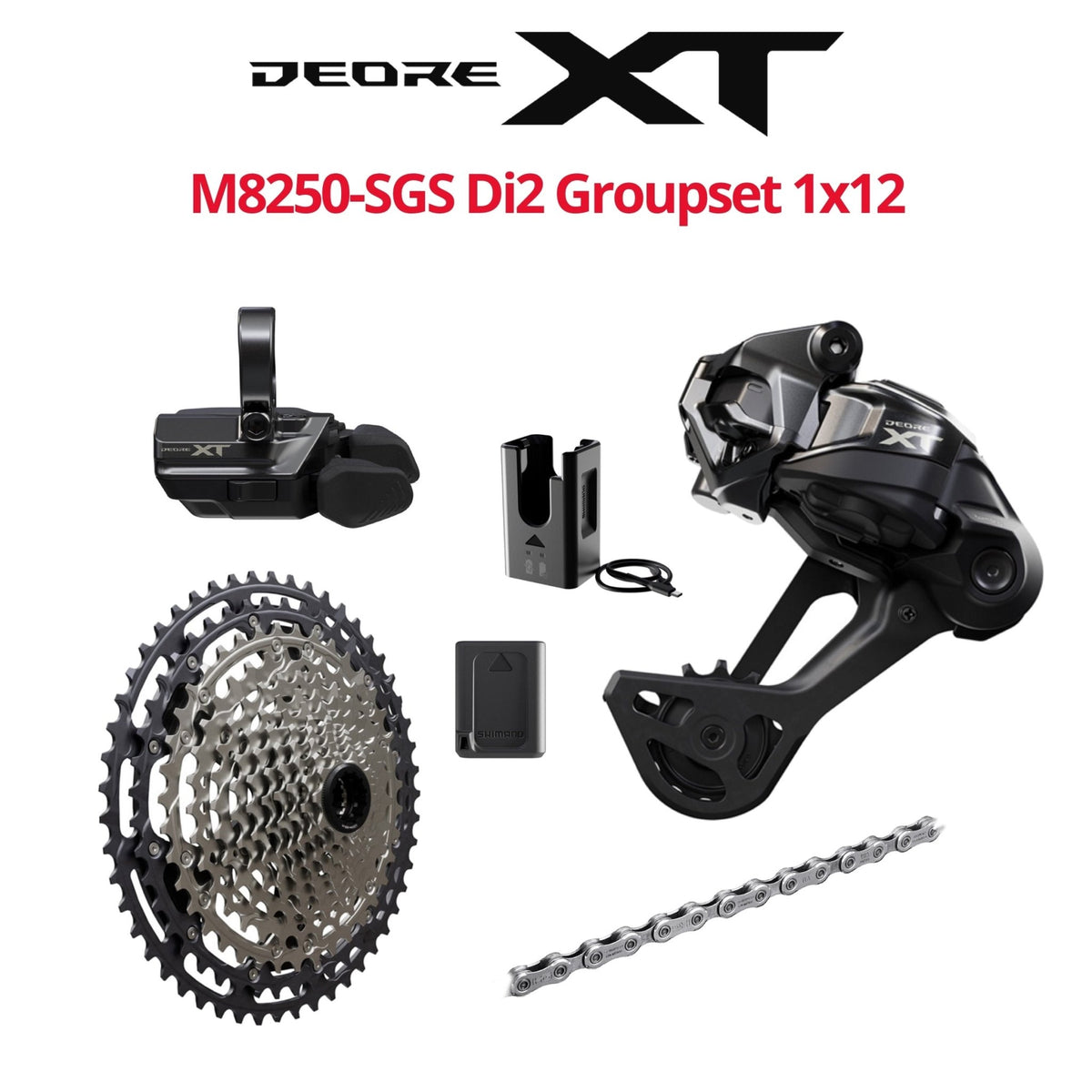 Shimano Deore XT Di2 M8250-SGS Groupset, 1x12, w/o crankset