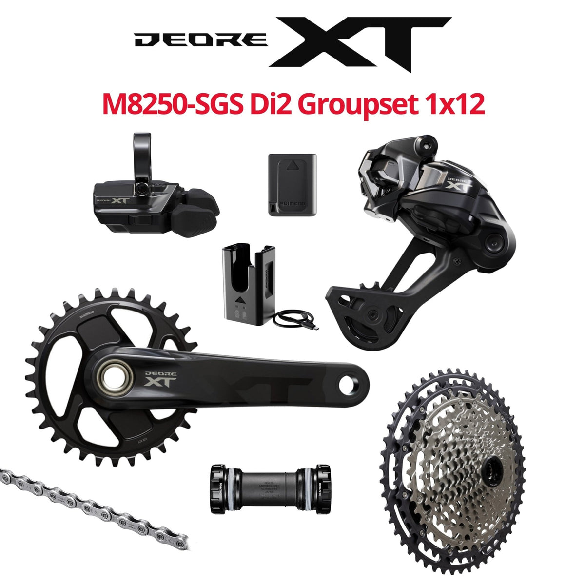 Shimano Deore XT Di2 M8250-SGS Groupset, 1x12, w crankset