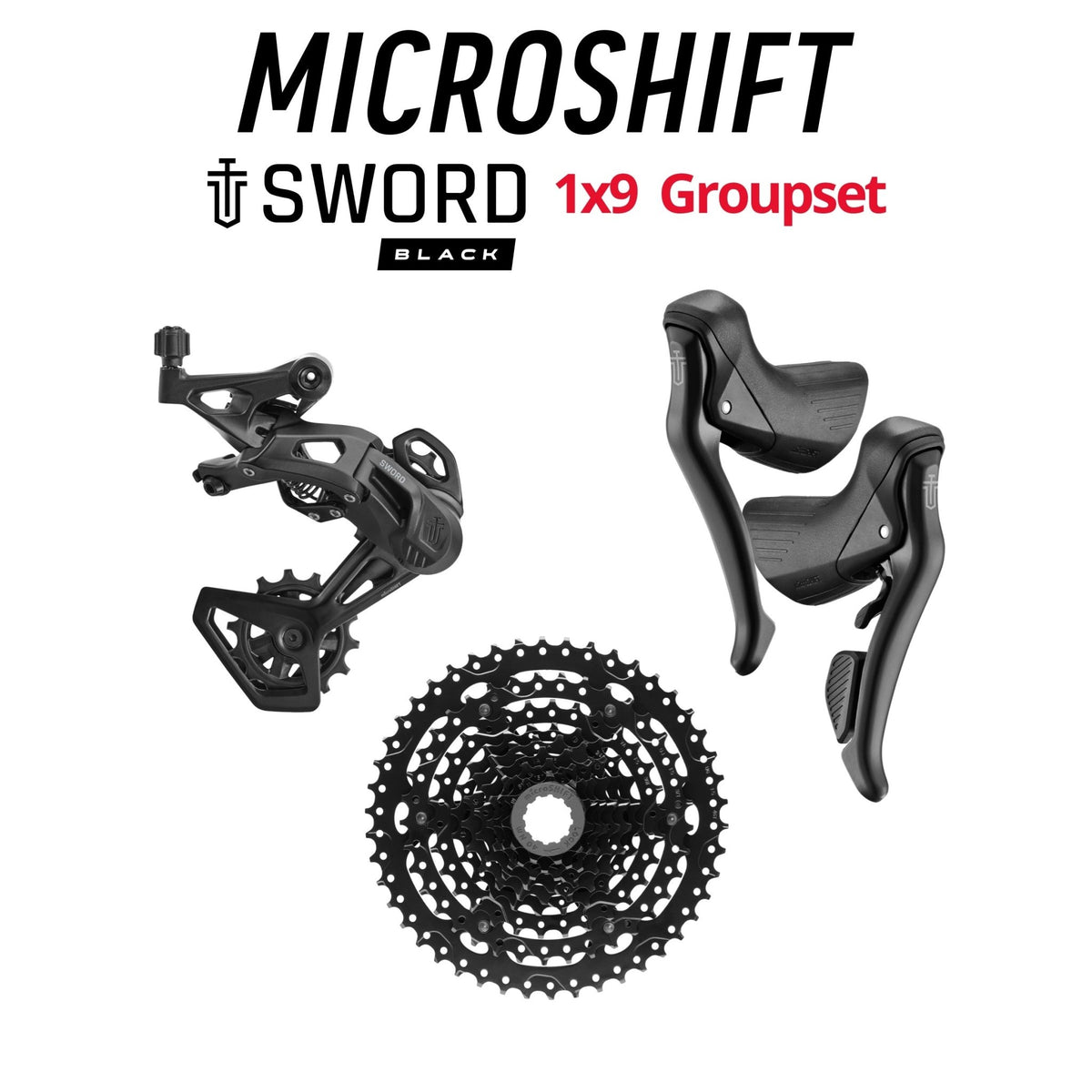 microSHIFT SWORD Black Groupset, 1x9 | Bikecomponents.ca