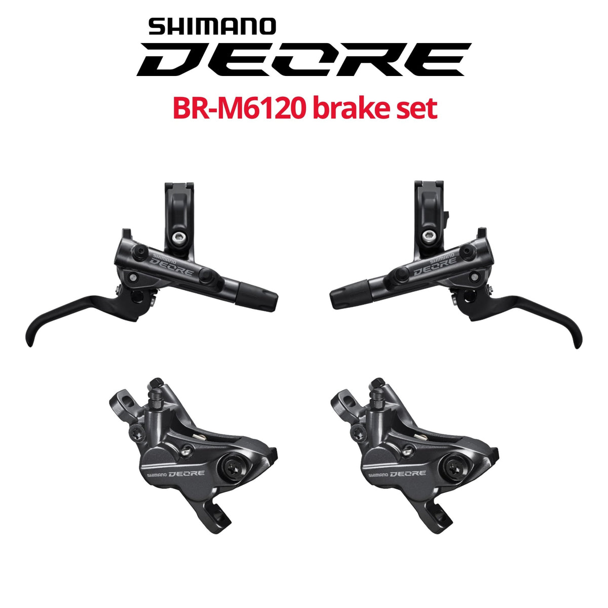 Shimano Deore BR-M6120 4-Piston Disc Brake Set, front rear