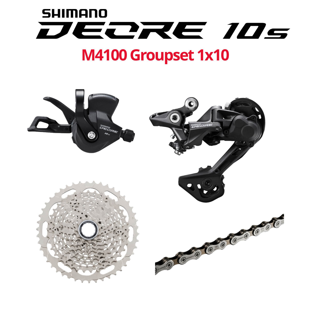 Shimano Deore 10s M4100 Groupset, 1x10, W/O crankset