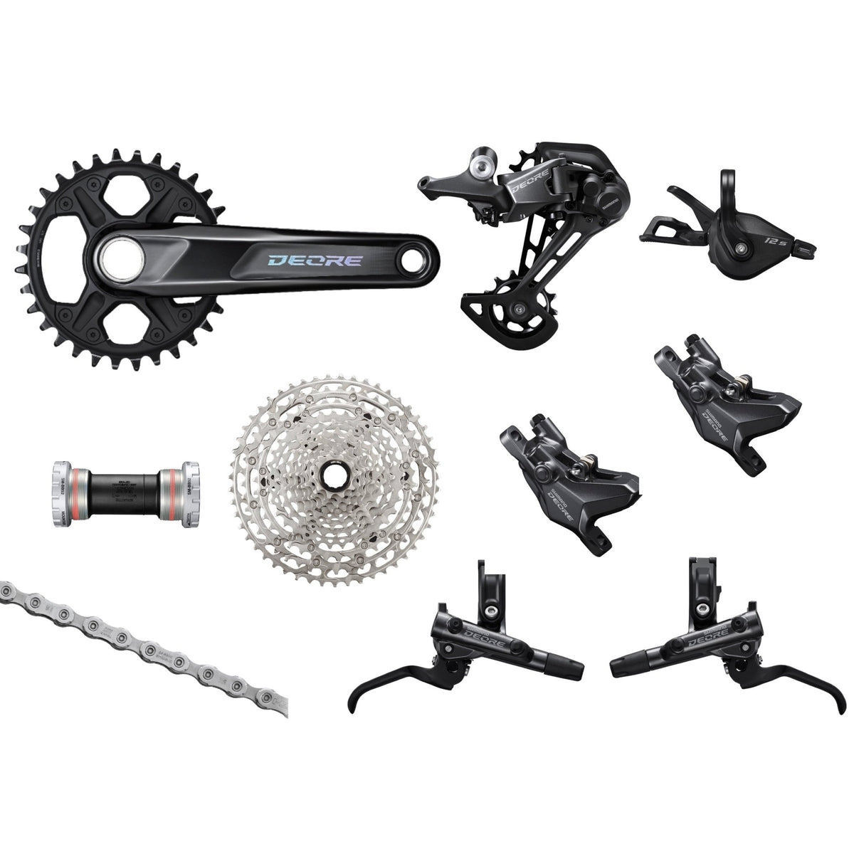 人気のファッションブランド！ Shimano Deore 12s M6100 Groupset, 1x12, w/ crankset & brakes リアディレイラー