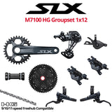 Shimano SLX M7100 Groupset, 1x12, w/ crankset & 4-piston brakes - HG 9/10/11s Freehub Compatible - Bikecomponents.ca