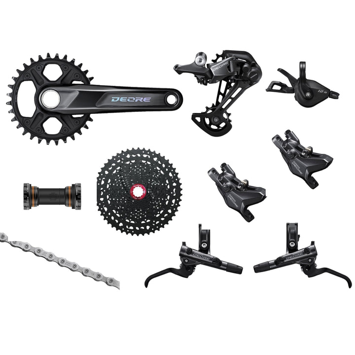 Shimano Deore 12s M6100 Groupset, 1x12, w/ crankset & brakes-  HG 9/10/11s Freehub Compatible - Bikecomponents.ca