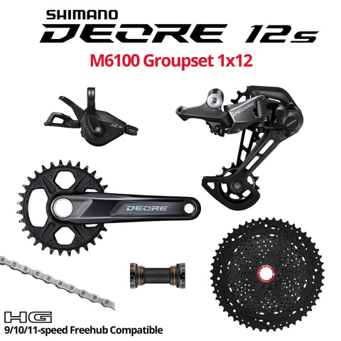 Shimano Deore 12s M6100 Groupset, 1x12, w/ crankset -  HG 9/10/11s Freehub Compatible - Bikecomponents.ca