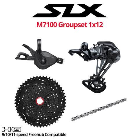 Shimano SLX M7100 Groupset, 1x12, w/o crankset - HG 9/10/11s Freehub Compatible - Bikecomponents.ca