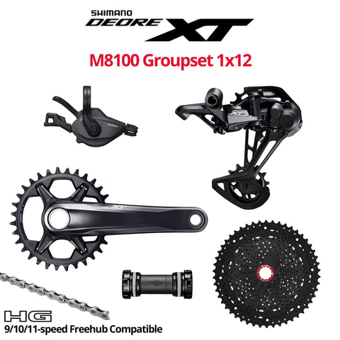 Shimano Deore XT M8100 Groupset, 1x12, w/ crankset - HG 9/10/11s Freehub Compatible - Bikecomponents.ca
