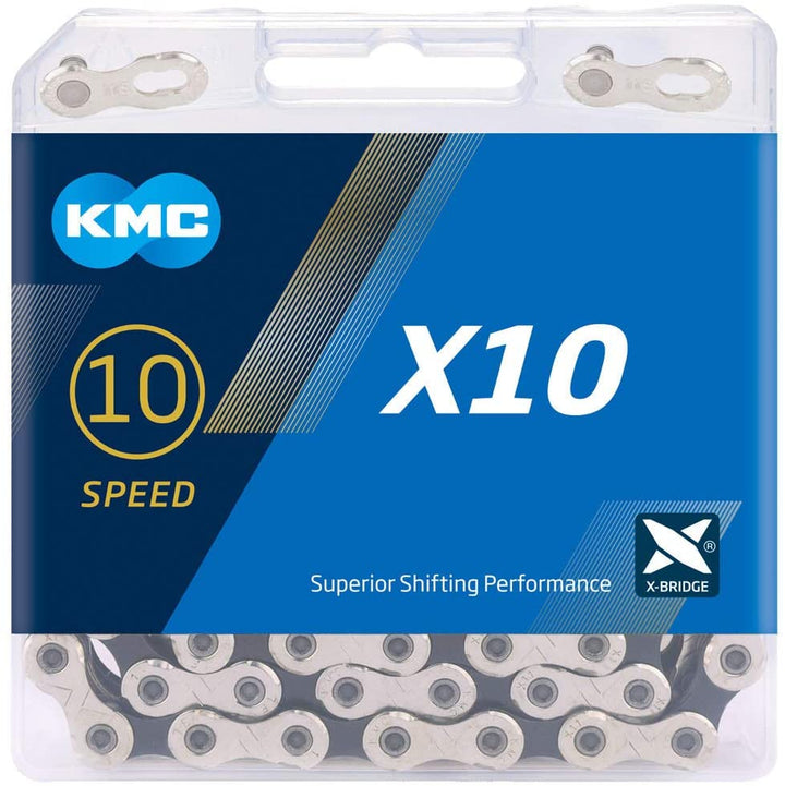 KMC X10 10-speed Chain - Silver/Black - Bikecomponents.ca