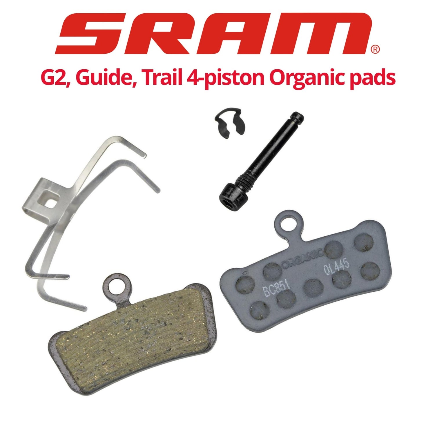 SRAM Level Stealth, G2, Guide Trail 4-Piston Organic pads